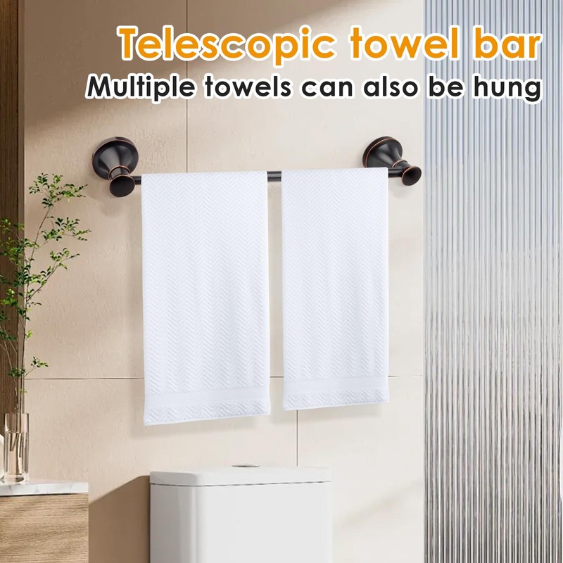 Adjustable Bronze 15 to 26Inch Bath Towel Bar Rack for