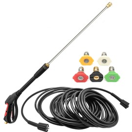 Pressure Washer Gun and Hose Kit, 4000PSI Power Washer Gun with 50FT Power Washer Hose & Extension Wand for Gas & Electric Pressure Washers,40 Inch Adjustable Length, M22 Fitting, 5 Spray Tips