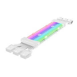 Qustikuri ARGB GPU Power Supply Cable 3 * 8(6+2) Pin RGB PSU Cables Strimer Extension Cable Kit 5V 3Pin Synchronized (White)