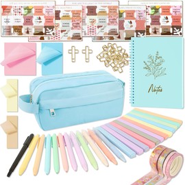 Bible Study Supplies Journaling Kit for Women, Bible Study Kit Includes No Bleed Highlighters and Pens, Pen Case, Annotation kit, Christian Gifts for Women, Beginners