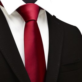 Branduce Wine Burgundy Tie Solid Satin Ties for Men Silk Blend Necktie for Wedding Business (TA11-33)