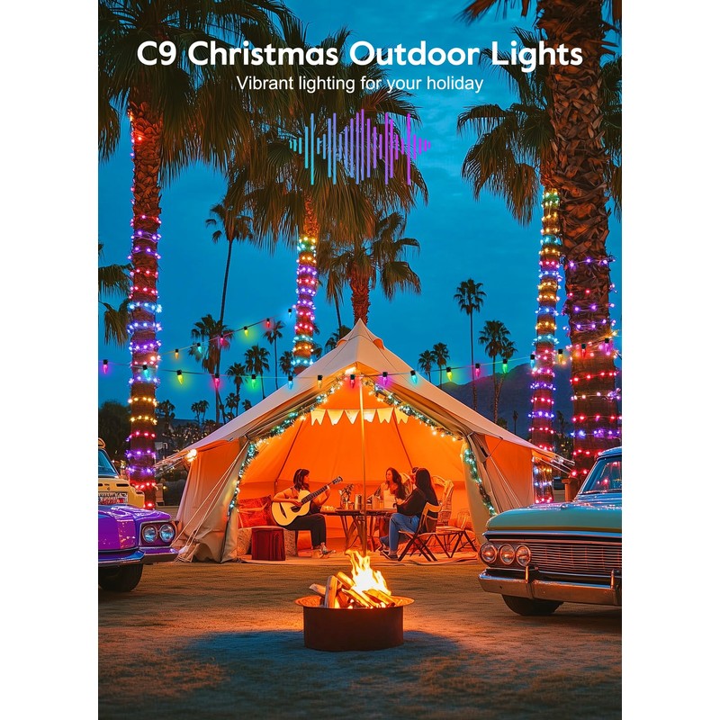Brightown Smart Christmas Lights Outdoor, 100 LED RGB C9 String