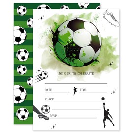FYSUIMU 25 Sets Soccer Theme Party Invitations with Envelopes Sticker Sports Birthday Invites Cards for Baby Shower Sports Events