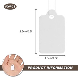 Price Tags, 500PCS Hang Strung Labels Tags with String 13 x 23mm Small Gift Price White Strung Tag for Display Jewelry Clothes Clothing Rings Prices