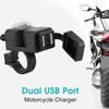 Qiilu 12V Dual USB Port Motorcycle Charger Waterproof Handlebar Charger