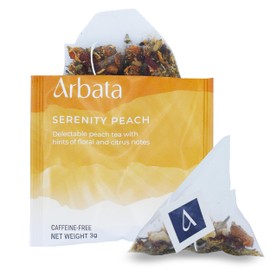 Arbata Serenity Peach Tea, 24 Pyramid Tea Bags – Artisanal Decaf Herbal Tea with Peach, Apple, Chamomile & Lemon Verbena, Caffeine-Free Herbal Tea Sachets