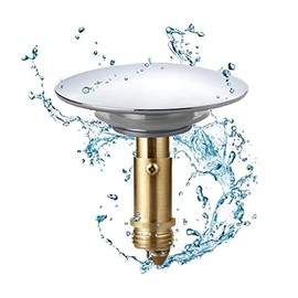 Bathroom Push Pop-Up Click Clack Plug Stopper, 66mm Push Sink Drain Plug Pop-up Stopper, Pop Up Sink Plug for Kitchen Bathroom Washbasin Bath (Solid Brass Chrome Plating)