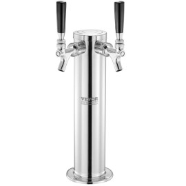 Dual Tap Stainless Steel Keg Beer Tower Dispenser with CGA320 Regulator Kegerator Conversion Kit for Dual Gauge Drink DispensersDefault: Default