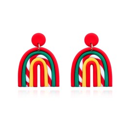 Christmas Earrings for Women,Christmas Candy Cane Earring Polymer Clay Red Green Christmas Theme Earrings Xmas Festive Holiday Jewerly Accessory Christmas Stocking Stuffers for Women(Clay)
