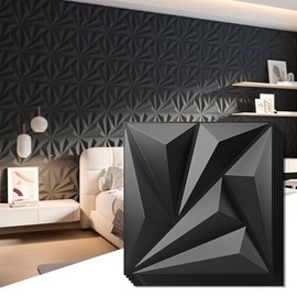 Art3d 20 Pack Decorative 3D Wall Panels 11.8 x 11.8 Inch Covering 19 Sq.ft - Glue Up PVC Wall Panels for Interior Décor, Living Room, Office and Home, Black