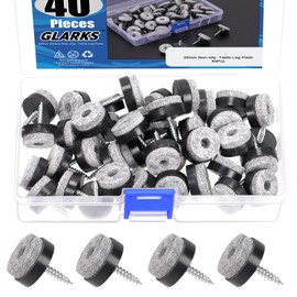 Glarks 40pcs Black 20MM Furniture Glide Screw-on Furniture Antiskid Felt Pad Slider Floor Protector for Wooden Leg Feet of Chair Table Sofa Stool