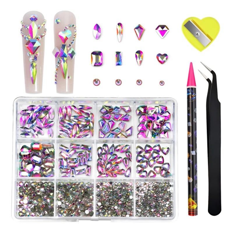 Kit Completo Decoración Uñas, Cristales Strass Artesanales