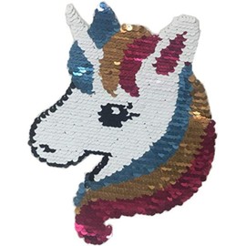 Unicorn Reversible Change Color Sequin Sew On Patch Colorful Horse Sewing Appliques Patches for Sweatshirt Clothes Jeans Jackets Bags Handbag DIY Handmade Crafts