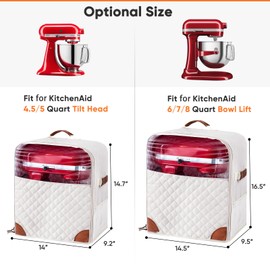BAGSPRITE Stand Mixer Cover with Appliance Sliders Base Compatible with KitchenAid Mixer-Storage Bag for 6/7/8 Quart with Pockets for Kitchen Aid Accessories and Attachments