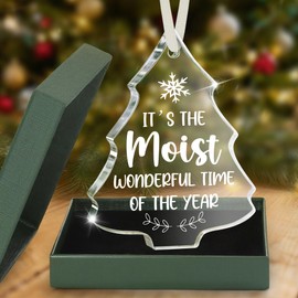 Funny Christmas Ornament It’s The Moist Wonderful Time of The Year Stocking Stuffer Holiday Gag Gift Christmas Tree Decoration for Friends Coworkers White Elephant Secret Santa