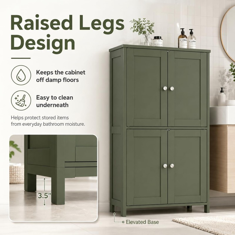 Vongrasig 42.6" Bathroom Storage Cabinet, Modern Floor Cabinet with Doors