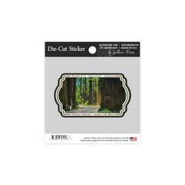Die Cut Sticker California Redwoods, Avenue of The Giants, Worlds Tallest Trees, Vintage Art Vinyl Sticker 1 to 3 inches (Waterproof Decal for Cars, Water Bottles, Laptops, Coolers), Small