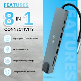 StyloHNK 8-in-1 USB-C Docking Station – Dual Monitor Laptop Docking Station with HDMI, USB Hub, USB-C Dock Adapter, USB Dock for Laptops