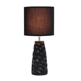 Simple Designs LT2083-BLK Sculpted Ceramic Table Lamp, Black