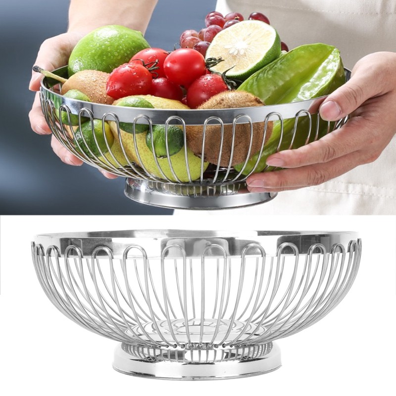 Stainless Steel Fruit Basket Multipurpose Decorative Mirror Polished Large Capacity