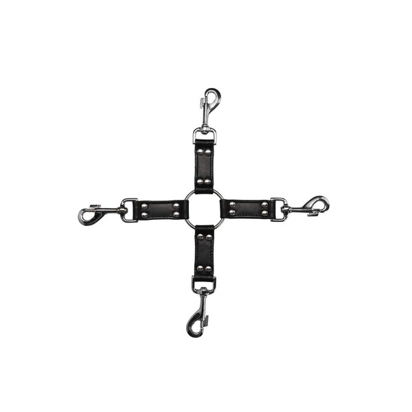 Ouch! by Shots America - 4-Way Leather Hogtie Cross - Black