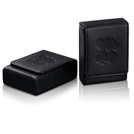 2 Pcs Single Deck Leather Playing Card Case Holder Black Playing Card Box Protector Poker Cards Case Fits Bridge and Poker Size Cards