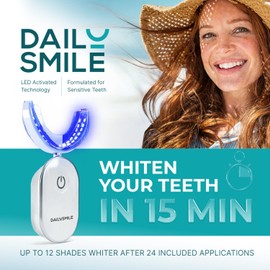 Dailysmile Teeth Whitening Kit with LED - Formulated for Sensitive Teeth, Hands-Free, Waterproof LED Light and 4 Gel Pens, Instant Results