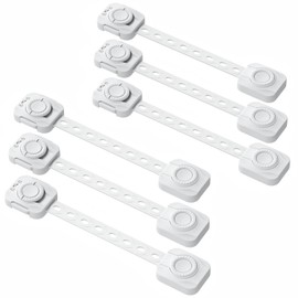 JOY SPACE Child Lock, Drawer Lock, Baby Guard, Door Opening, Baby Protection, 360 Degree Rotation, Length Adjustment, No Tools Required, Double Lock Design, White, Set of 6, Earthquake Prevention