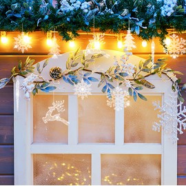 10PCS Christmas Tree Decoration Crystal Ornaments - Hanging Acrylic Christmas Snowflake Icicle Drop Crystal Ornaments for Christmas Tree Winter New Year Party Supplies (10pcs Snowflake Deer)