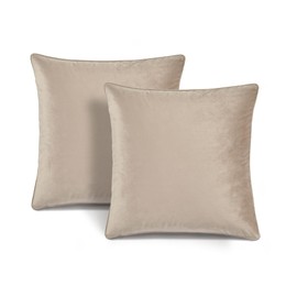 Lush Decor Velvet Solid Decorative Throw Pillow Covers, 2 Piece Set, 20" W x 20" L, Taupe - Square Pillow Cover - Throw Pillows For Bed, Couch, Or Chair