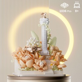 Oichy Flower Building Blocks Set, Fairytale Building Set Architecture Model Blocks with Rose Building Set Architecture Building Toys Home Office Decoration Gifts for Adults and Kid