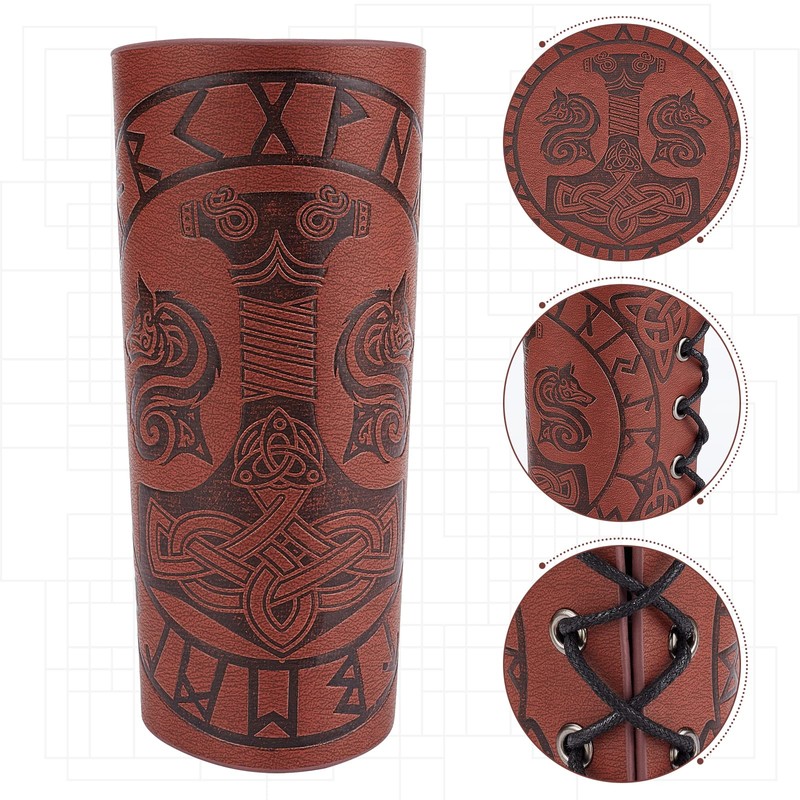 GORGECRAFT Pack of 2 Leather Cuff Bracelets, Medieval Armour, Bracers,
