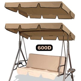 600D Outdoor Swing Canopy Replacement Top,Waterproof Patio Swing Canopy Replacement,3 Seater Porch Swing Canopy Sunshade and Rainproof Canopy(75" W x 52" D x 5.9" H Red)