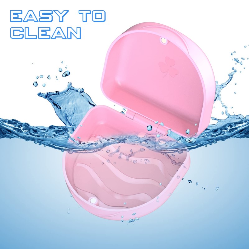 JJOVCE 2 PCS Retainer Cases, Solid Orthodontic Retainer Cases. (Pink)