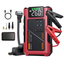 Geeneu Car Battery Charger Jump Starter with Air Compressor, 3000A Jumper Box for Car Battery Portable Booster Jump Pack, 12V Jumpstart Combo 150PSI Car Tire Inflator Air Pump(Up to 8.0L Gas/6.5L Diesel) Vehicle - Color: 3000A red.