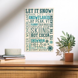Lantern Press 12x18 Inch Premium Wood Sign, Ready to Hang Wall Decor, Park City, Utah, Let it Snow, Christmas Typography