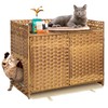 Hidden Cat Litter Box Enclosure Furniture - Handwoven Rattan Pet