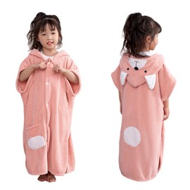 VNGOLERRY Wearable Bath Towel, Bathrobe, Wrap Towel, Hooded Pool Towel, Wrap Towel, Baby Girls, Boys, Kids, Bathing Pool, Hot Springs, Fluffy, Water Absorbent, Quick Drying, Pocket, Button, Elementary