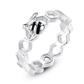 925 Sterling Silver Honeycomb Ring Width 4.4mm Size N to Z Metal No Gemstone, 925, Cubic Zirconia