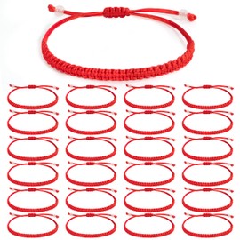 Yesaler Red Rope Bracelet Pack of 24 Lucky Bracelet Adjustable Woven Bracelet Friendship Bracelet for Women Men Children Gift, One size, Polyester, No