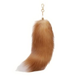 ZPLASK Therian Tail, 40cm/15.75inch Shaggy Faux Fur Realistic Fox Tail, Keychain Decorative Therian Tails Long Keychain for Women Girl, Tail Keychain for Handbag Backpack Cosplay