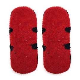 ooohyeah Women’s Fuzzy Mary Janes No Show Sock Slippers, Lady Lady Bug, Size 5-10
