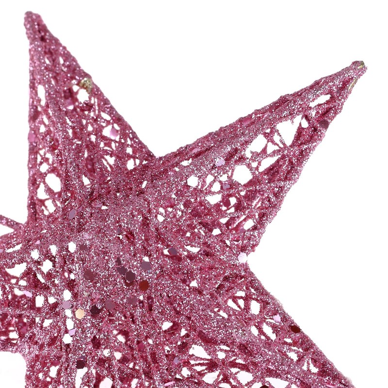 BinaryABC Christmas Tree Topper Star,Glittering Christmas Tree Decoration Ornaments,20cm (Pink)