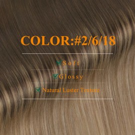 Easyouth Ombre Tape in Extensions Human Hair Invisible Tape in Human Hair Extensions Darkest Brown to Chestnut Brown and Blonde Glue in Hair Extensions Skin Weft 18 Inch 50g 20Pcs #2/6/18