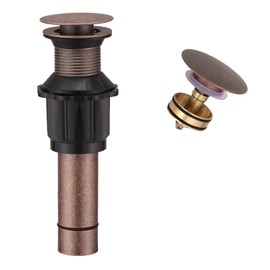 Bathfinesse Bathroom Sink Drain, Pop Up Drain for Bathroom Sink, Sink Drain Stopper Without Overflow, Copper
