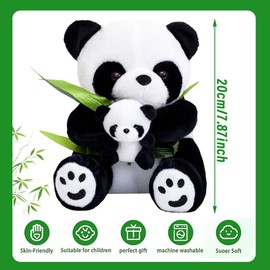 PyrrlicToy Panda Stuffed Animal with Baby, Panda Familie Plüschspielzeug, Flauschiges Stofftier Puppe zum Kuscheln, Spielen und Schlafen, Süßes Kuscheltier Mutter und Kind Panda - 20cm