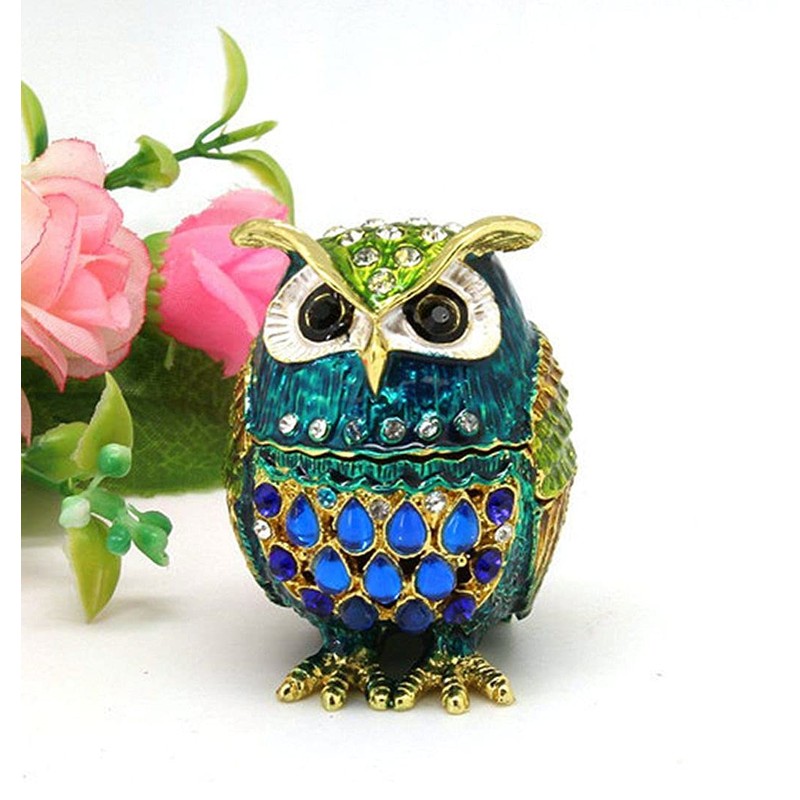 ChezMax Owl Trinket Box Jewelry Box Hinged Collectible Animal Figurine