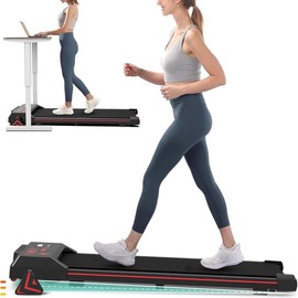 REDLIRO  Walking Pad Treadmill with Incline - 2 in 1 Foldable Under Desk for Home Office with Handle Bar，Remote Control LED Display - Color: Standard Without Handle