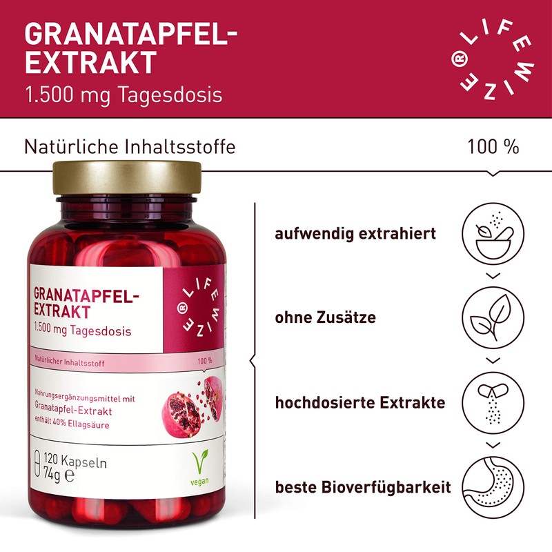 LifeWize® Pomegranate Extract – 40% Ellagic Acid – 1500 mg