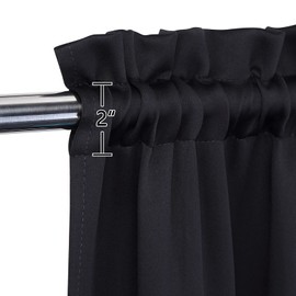 LinTimes Short Window Curtains, Blackout Curtain for Kitchen Windows, Thermal Window Treatment and Cafe Curtain for Room Darkening, 66 cm x 91 cm (26 x 36 inches), Set of 2, Black